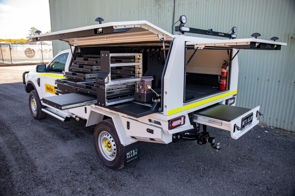 A ford ranger with a fuul MITS Alloy Mine-spec fleet kit out